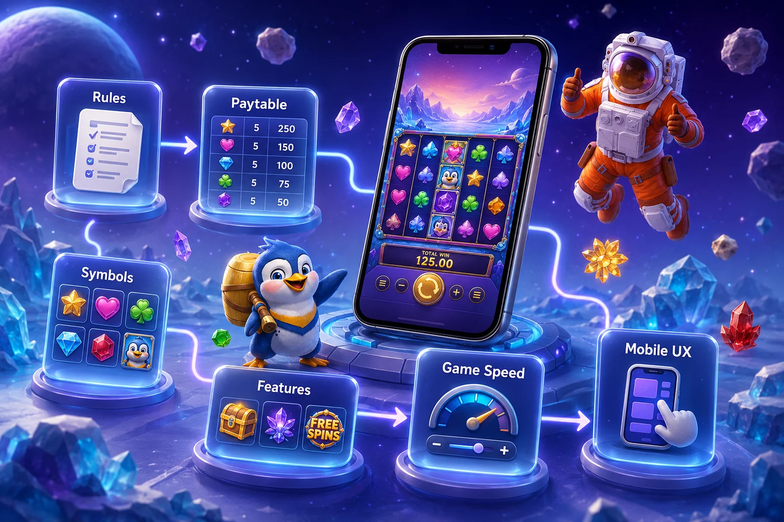 PG Demo Evaluation Framework ตั้งแต่ Rules Paytable Symbols Features Game Speed ถึง Mobile UX